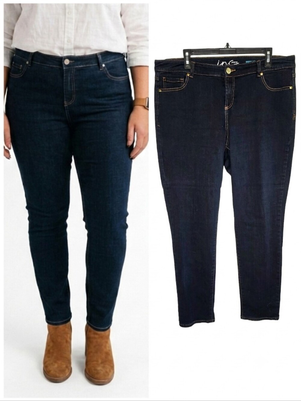 Inc International Concepts Dark Blue Skinny Jeans Stretch Women's Plus Size 16